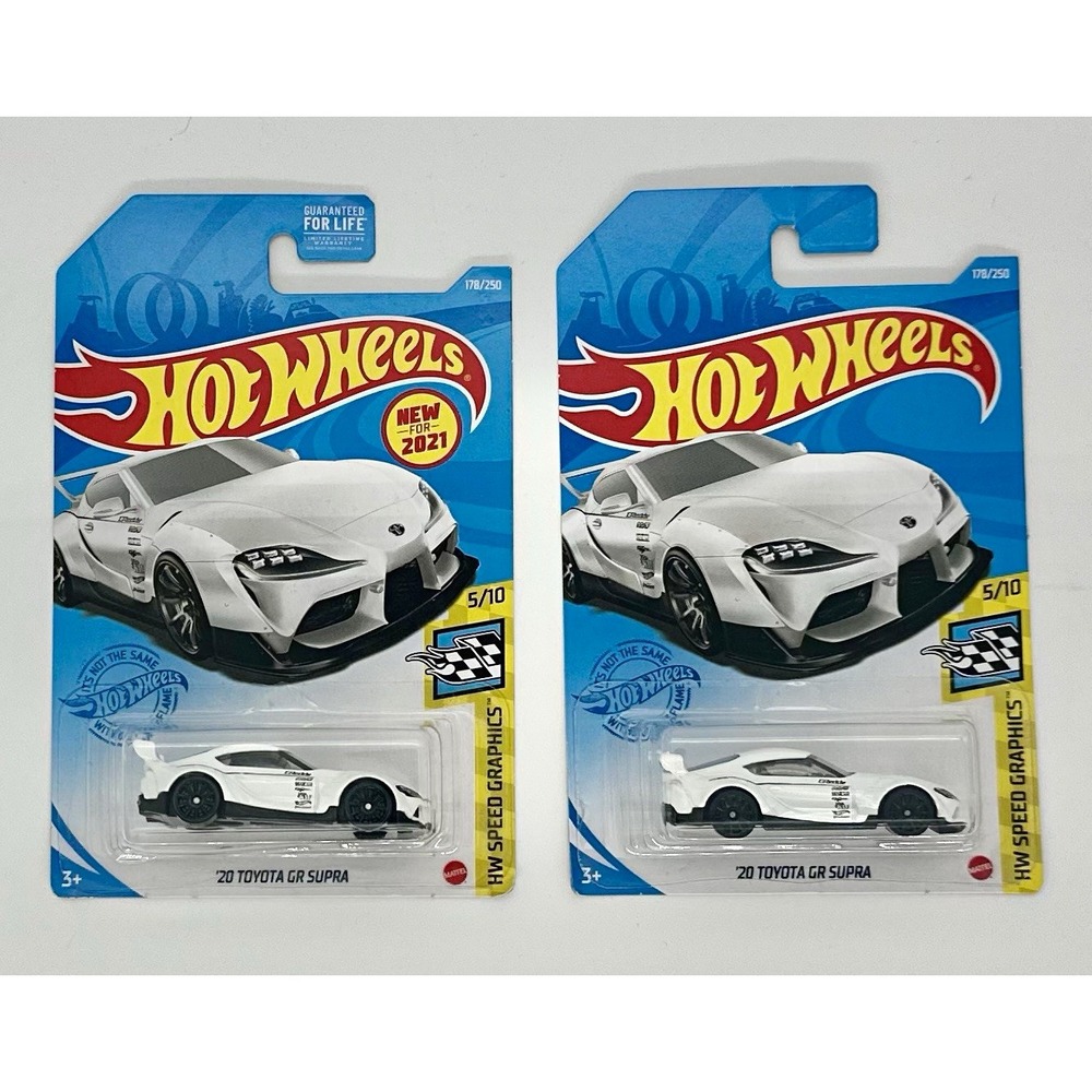 Hot Wheels '20 Toyota GR Supra Lot of 2 White HW Speed Graphics 1:64 Sealed